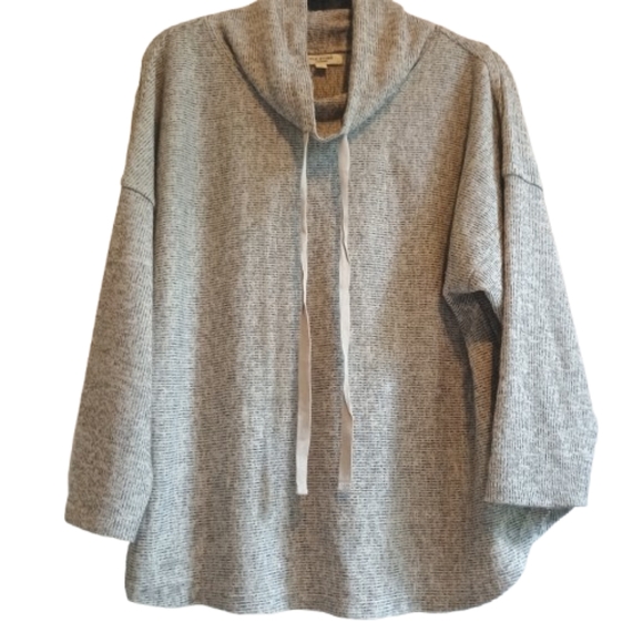 Max Studio London Cowl Neck Tunic Top Plus Size 1X Gray‎ Drawstring Hoodie Style - Picture 1 of 12